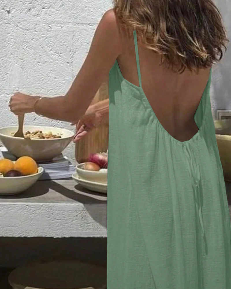 Robe Maxi Dos Ajustable – Confort Libre & Style Décontracté