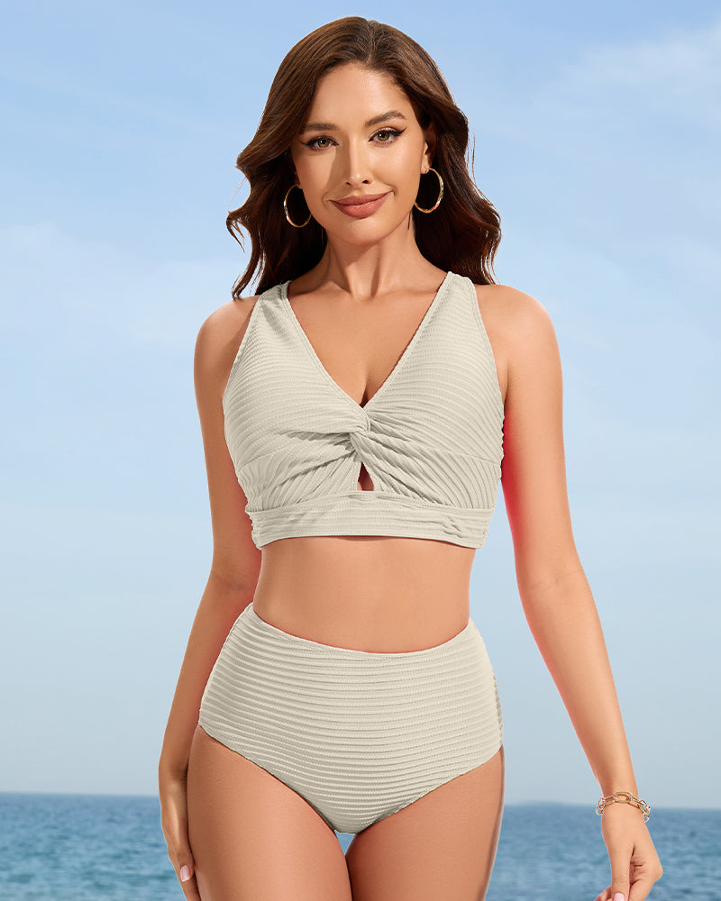 Charlie-quebec™ – Bikini Sculptant Texturé à Taille Haute
