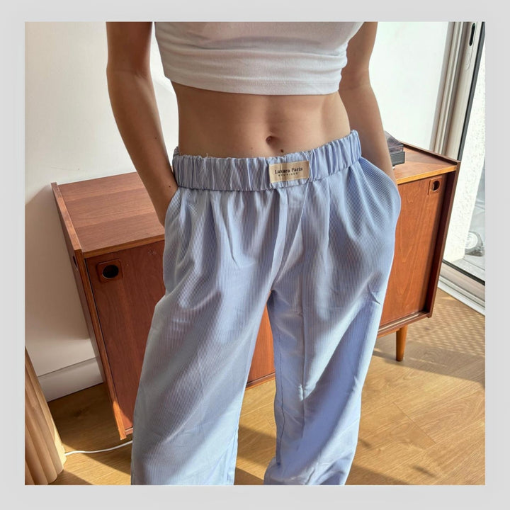Pantalon Large à Rayures – Taille Élastique