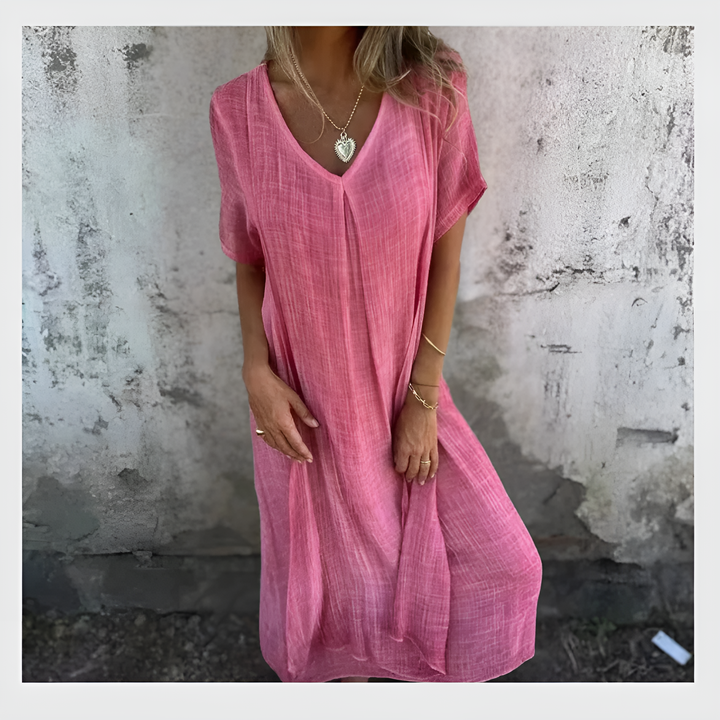 Robe Midi Col V – Signature Élégance Charlie Quebec™
