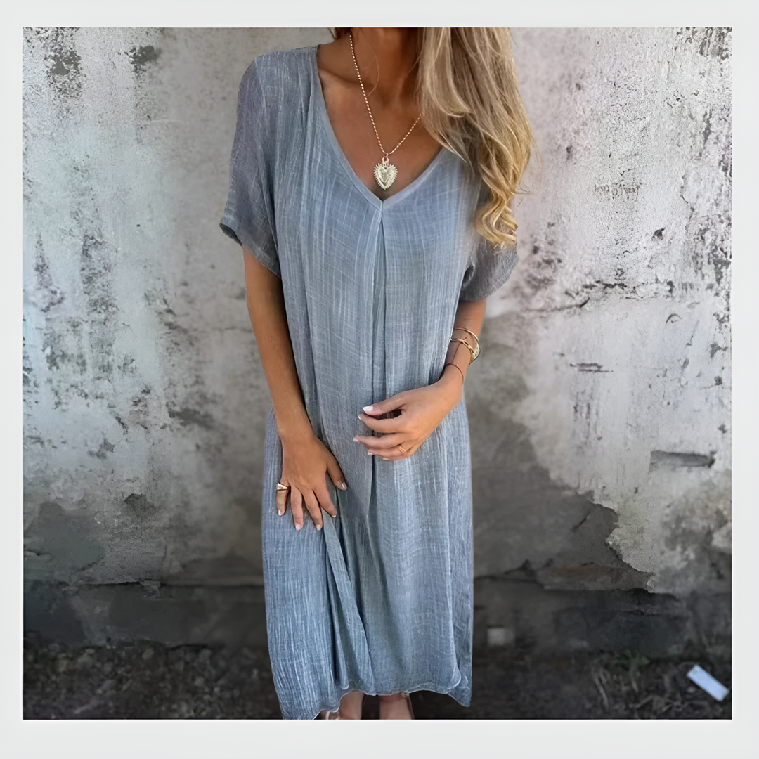 Robe Midi Col V – Signature Élégance Charlie Quebec™