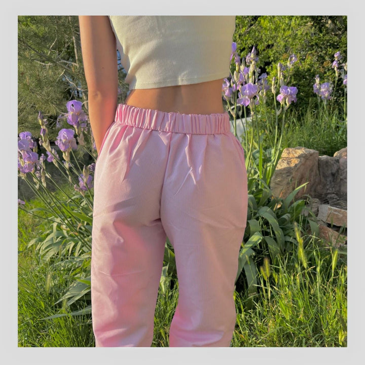 Pantalon Large à Rayures – Taille Élastique