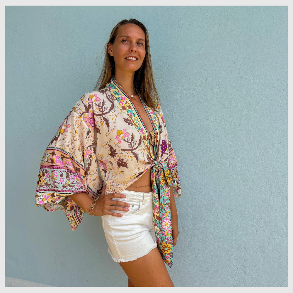 Fleur de Menthe – Kimono Court d’Été Léger