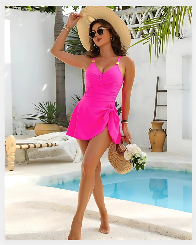Maillot Sculptant – Jupe Intégrée & Touche Nouée