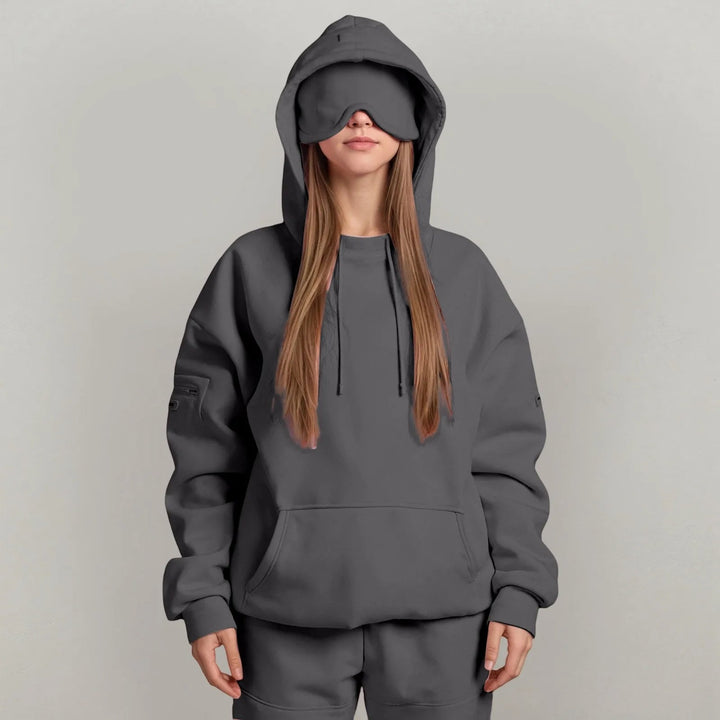 Charlie-quebec™ – Sweat à capuche Chic avec masque pour les yeux de voyage