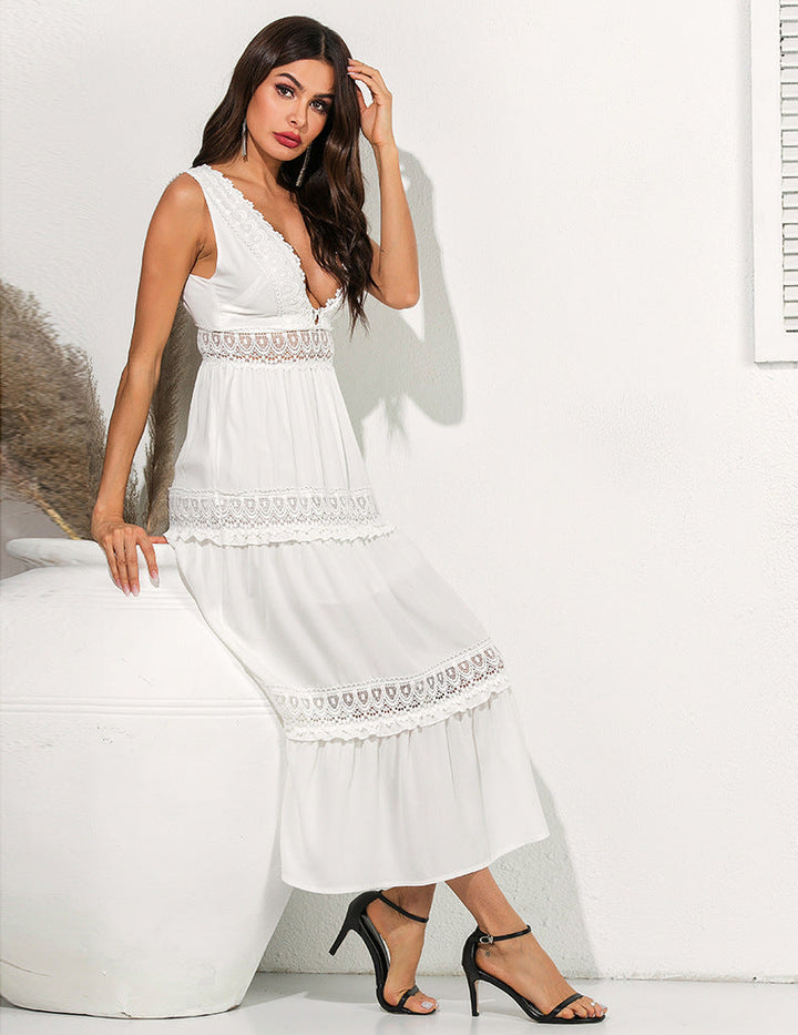 Robe Longue Blanche Bohème – Chic & Légèreté