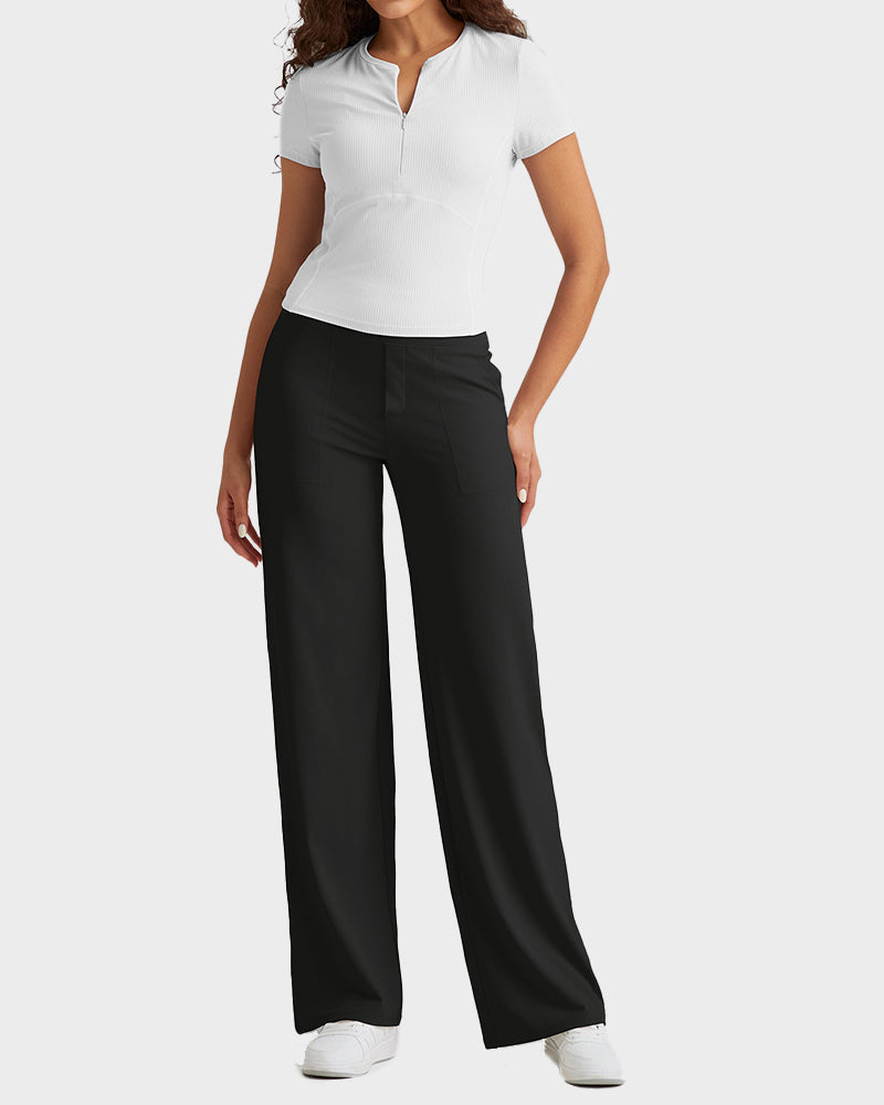 Charlie-quebec™ – Pantalon Large Taille Haute Confort Chic