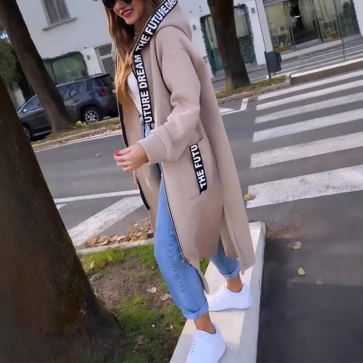 Charlie-quebec™ – Sweat à capuche long et décontracté femme