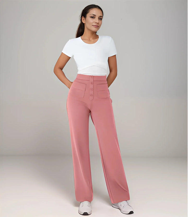 Velmira – Pantalon taille haute, coupe droite & confort absolu