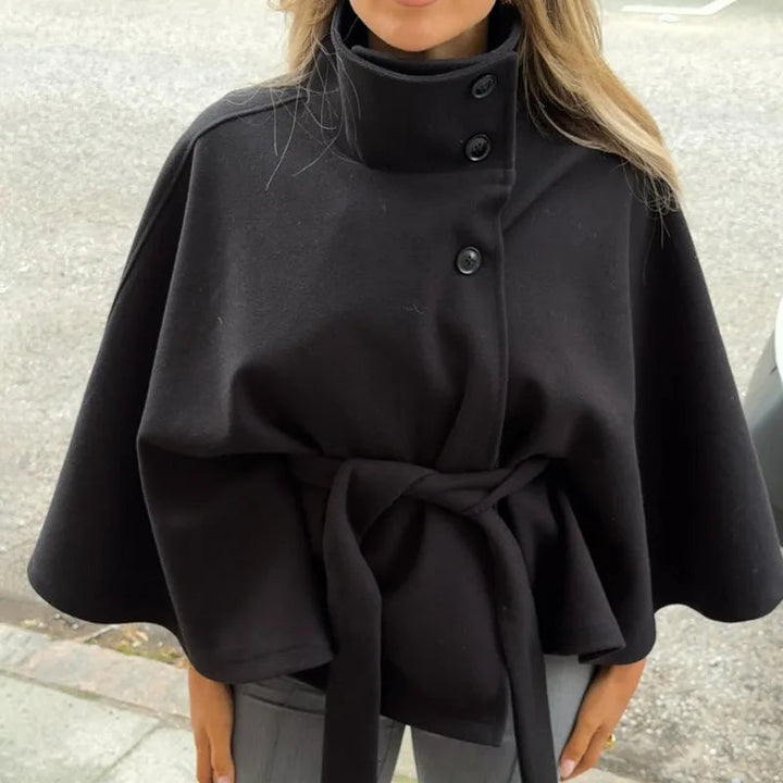 Charlie-quebec™ – Cape Élégante pour Femme avec Ceinture et Col Haut