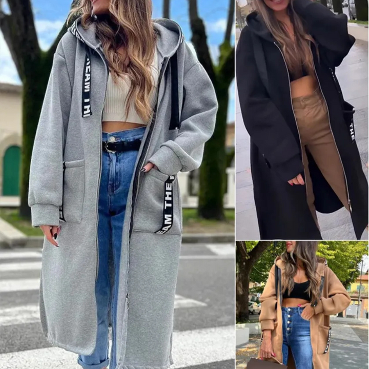 Charlie-quebec™ – Sweat à capuche long et décontracté femme