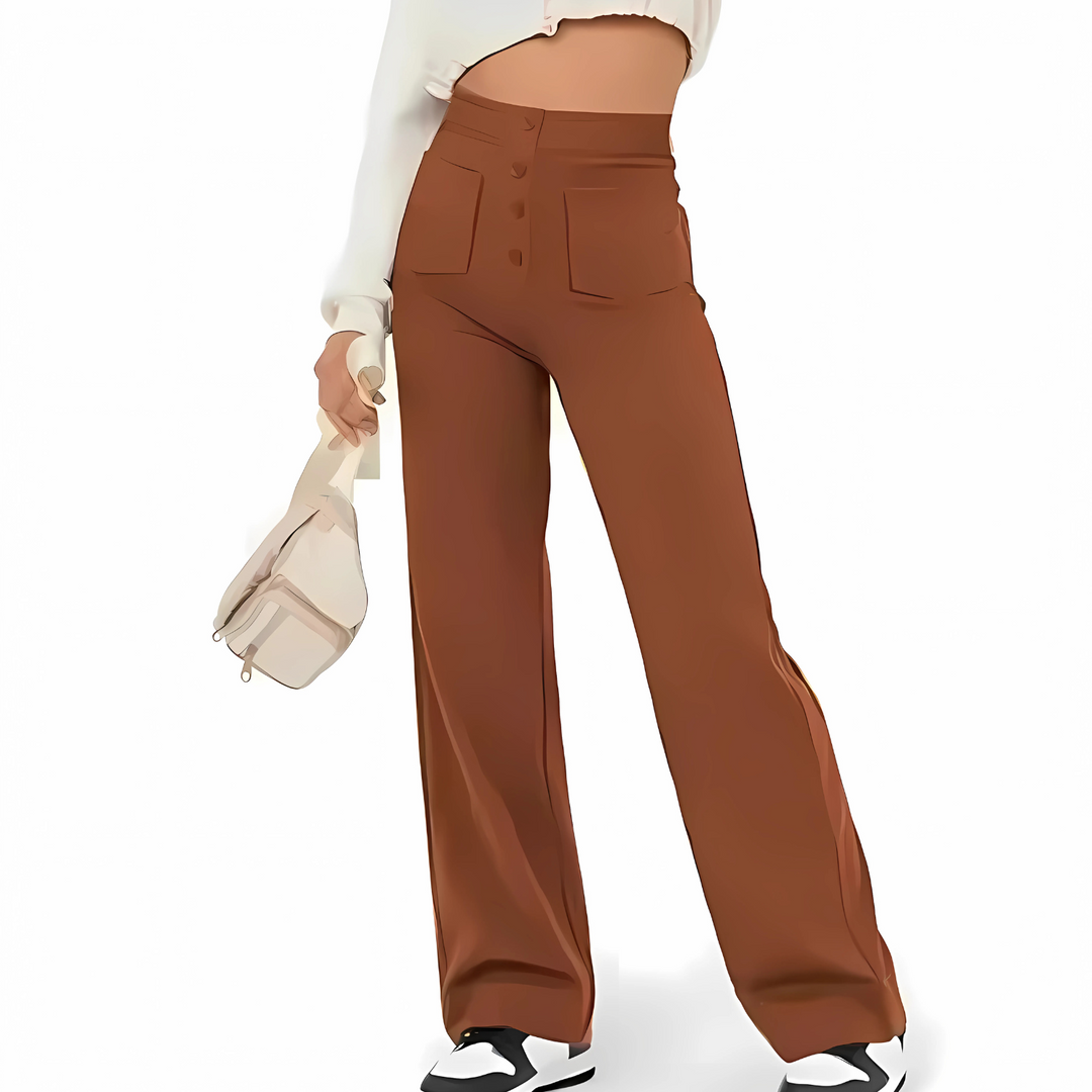 Velmira – Pantalon taille haute, coupe droite & confort absolu