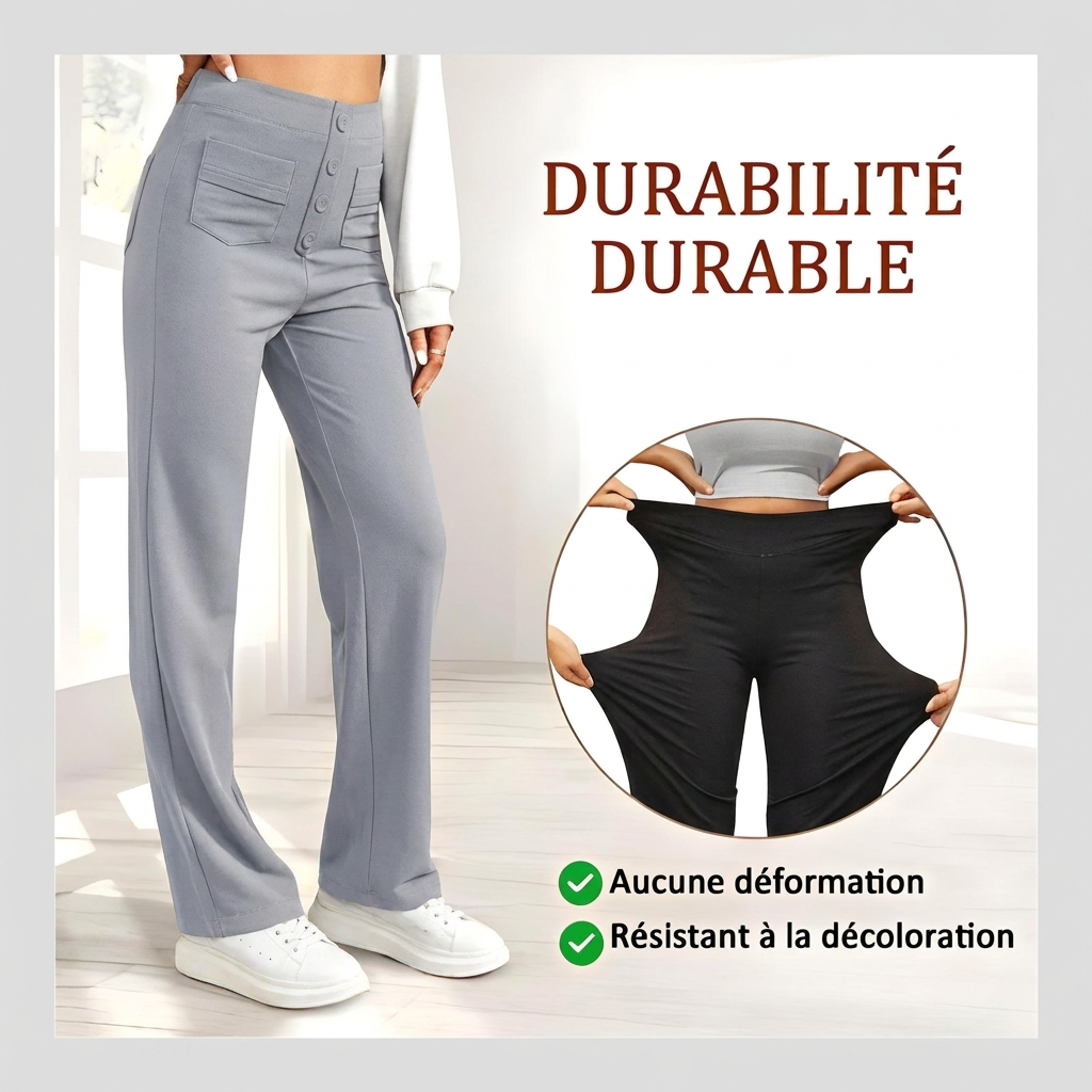 Velmira – Pantalon taille haute, coupe droite & confort absolu
