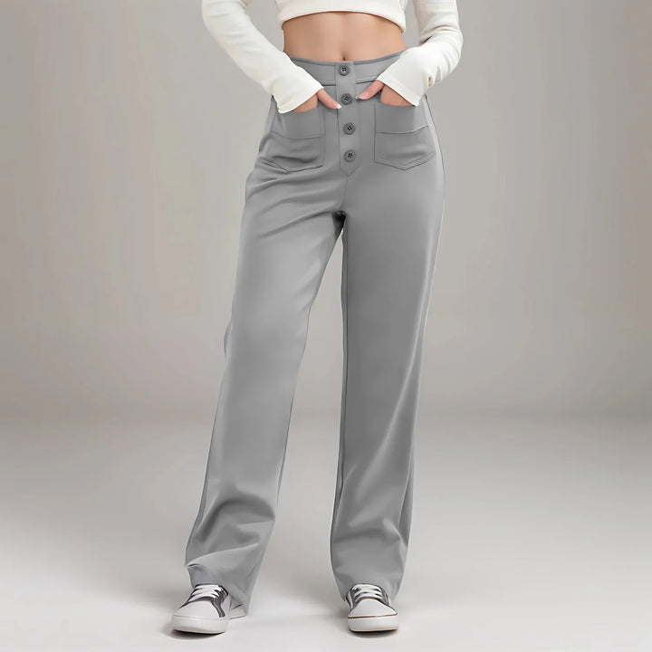 Velmira – Pantalon taille haute, coupe droite & confort absolu